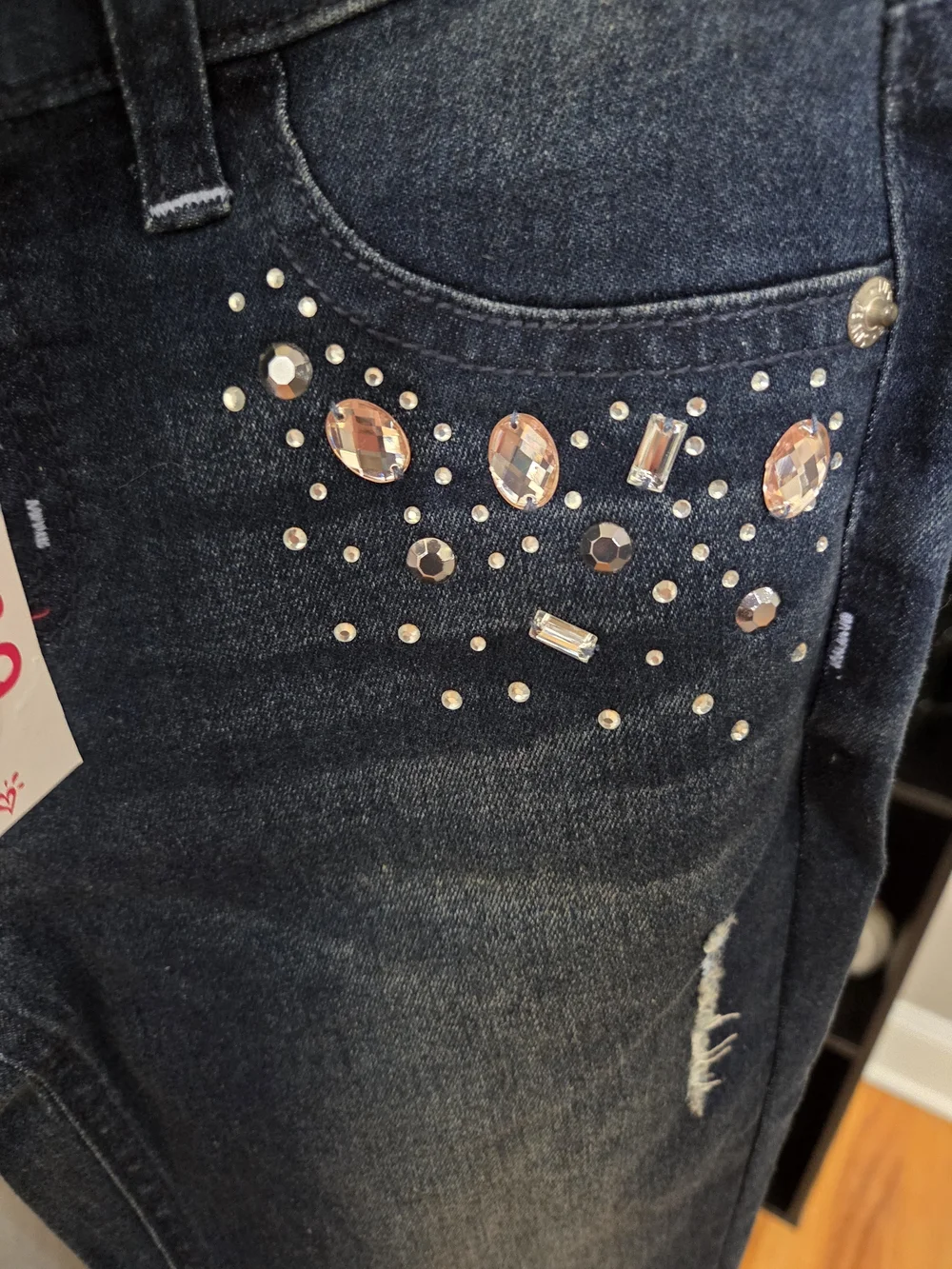 Justice Dark Blue Embellished Girls' Jeans